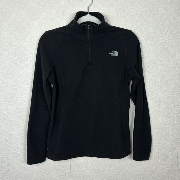 The North Face Half Zip Fleece Sweatshirt Pullover Small Black Hiking Base Layer - Picture 2 of 6